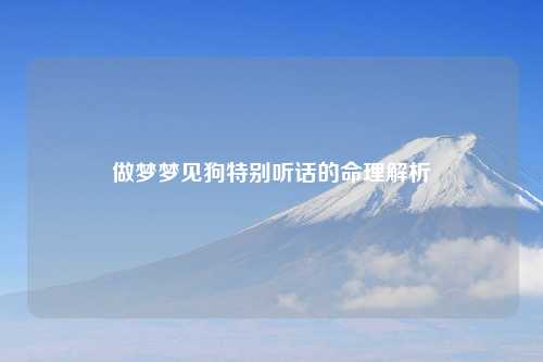 做梦梦见狗特别听话的命理解析
